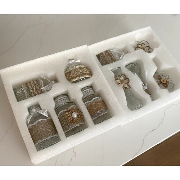 Amazon Glass Vases 10 Pack with Lace Coquette - Picture 2 of 4